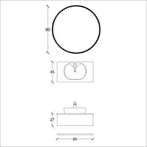  Flat Banyo Dolabı Takımı 3 lü 80 Cm Antrasit