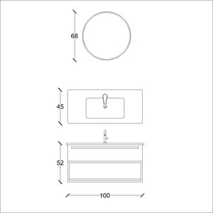  Tesa Banyo Dolabı Takımı 2 li 100 Cm Gri