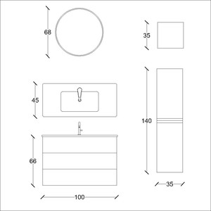  Ando Soft Banyo Dolabı Tkm. 3 lü 100 Cm Antrasit