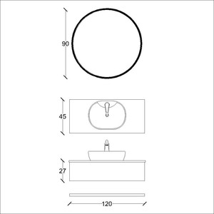  Flat Banyo Dolabı Takımı 3 lü 120 Cm Koyu Bej