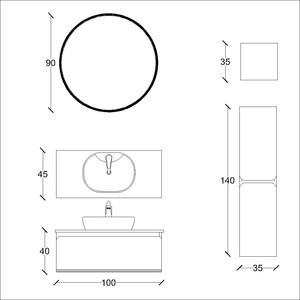  Arsu Banyo Dolabı Takımı 3 lü 100 Cm Mavi