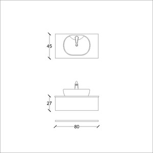  Flat Banyo Alt Dolap ve Rafı  80 Cm Antrasit