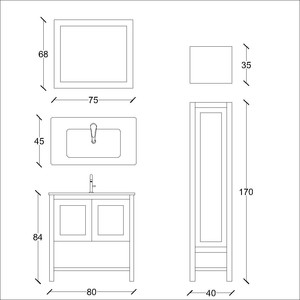  Riga Banyo Dolabı Takımı 3 lü 80 Cm Beyaz