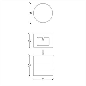  Ando Soft Banyo Dolabı Takımı 2 li 65 Cm S. Meşe