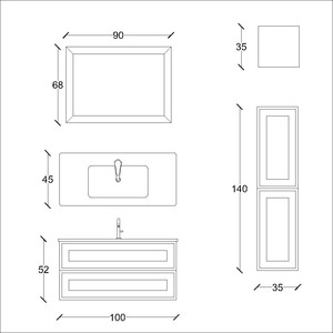  Klasse Banyo Dolabı Takımı 3 lü 100 Cm Beyaz