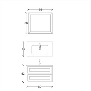  Klasse Banyo Dolabı Takımı 2 li 80 Cm Beyaz