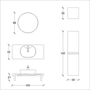  Solid Banyo Dolabı Takımı 3 lü 100 Cm Beyaz