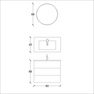  Ando Soft Banyo Dolabı Takımı 2 li 80 Cm S. Meşe