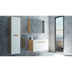  Troy Banyo Dolabı Takımı 3 lü 65 Cm S.Meşe-Beyaz