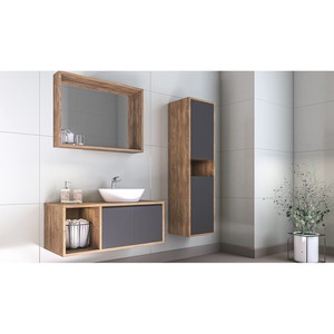  Duo Banyo Dolabı Takım 3 lü 120 Cm K. Meşe-Antrasit