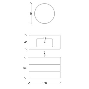  Ando Soft Banyo Dolabı Takımı 2 li 100 Cm S. Meşe