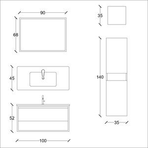  Espa Banyo Dolabı Takımı 3 lü 100 Cm S.Meşe