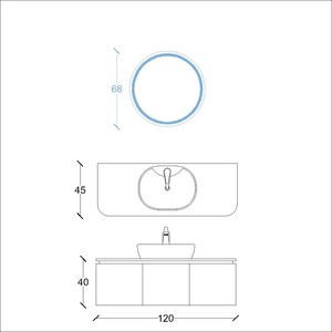  Trim Banyo Dolabı Takımı 2 li 120 Cm Antrasit