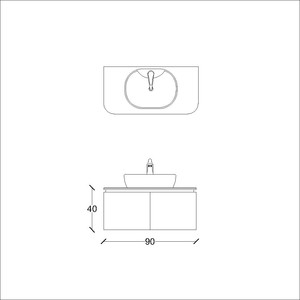  Trim Banyo Alt Dolap 90 Cm Lacivert