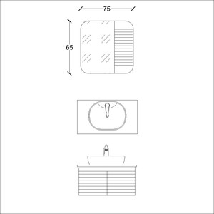  Line Banyo Dolabı Takımı 2 li 80 Cm S.Meşe-Beyaz