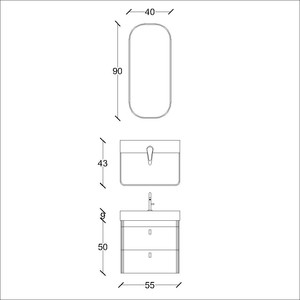  Mina Banyo Dolabı Takımı 2 li 57 Cm Antrasit