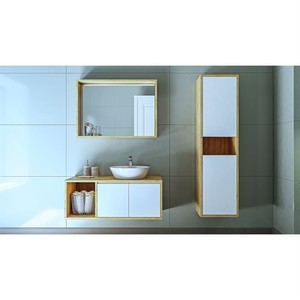  Duo Banyo Dolabı Takım 2 li 120 Cm S.Meşe-Beyaz