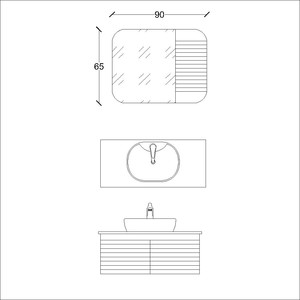  Line Banyo Dolabı Tkm. 2 li 100 Cm Beyaz Ahşap-Gri