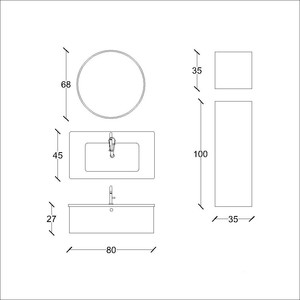  Step Banyo Dolabı Takımı 3 lü 80 Cm Su Yeşili