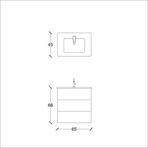  Ando Soft Banyo Alt Dolap 65 Cm Safir Meşe