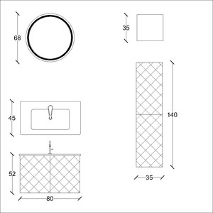  Versa Banyo Dolabı Takımı 3 lü 80 Cm Bordo