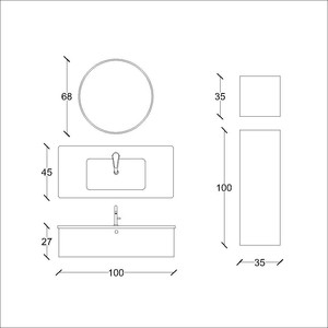  Step Banyo Dolabı Takımı 3 lü 100 Cm Su Yeşili