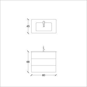  Ando Soft Banyo Alt Dolap 80 Cm Safir Meşe