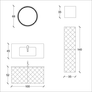  Versa Banyo Dolabı Takımı 3 lü 100 Cm Bordo