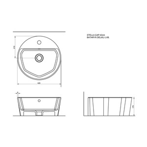  Stella Tezgah Üstü Yuvarlak Batarya Delikli Lavabo 42Cm