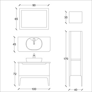  Yusa Banyo Dolabı Takımı 3 lü 100 Cm Mavi