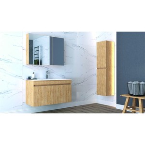  Alpu Banyo Dolabı Takımı 2 li 65 Cm Safir Meşe