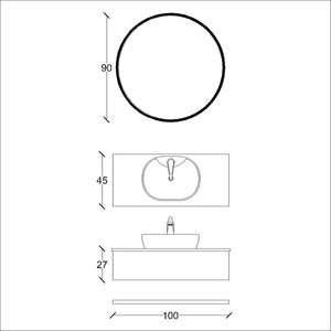  Flat Banyo Dolabı Takımı 3 lü 100 Cm Antrasit