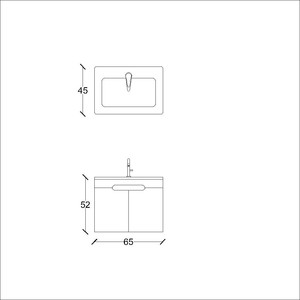  Troy Banyo Alt Dolap 65 Cm S.Meşe-Beyaz