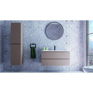  Alba Laq Banyo Dolabı Takımı 3 lü 65 Cm Koyu Bej