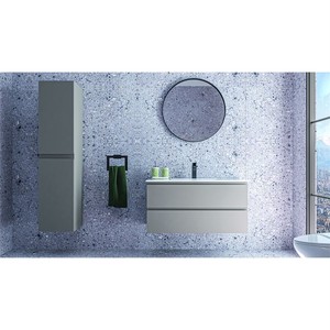  Alba Laq Banyo Dolabı Takımı 3 lü 65 Cm Gri