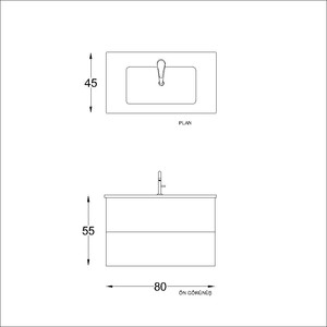  Alba Soft Banyo Dolabı Takımı 3 lü 80 Cm S. Meşe Yuvarlak Aynalı