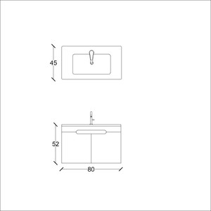  Troy Banyo Alt Dolap 80 Cm S.Meşe-Beyaz