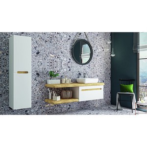  Natur Banyo Dolabı Takımı 3 lü 200 Cm Antrasit