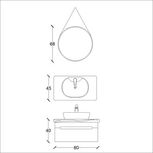  Natur Banyo Dolabı Takımı 2 li 80 Cm Beyaz