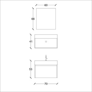  Rav Banyo Dolabı Takımı 2 li 70 Cm Safir Meşe