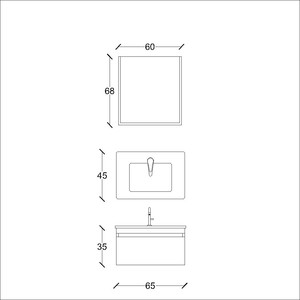  Akron Banyo Dolabı Tkm. 3 lü 65 Cm K.Meşe Antrasit