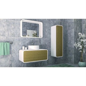  Dendro Banyo Dolabı Takımı 2 li 80 Cm Meşe-Beyaz