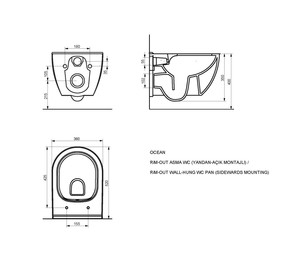  Ocean Plus Rim Out Açık Montaj Asma Klozet (Kapak Dahil)
