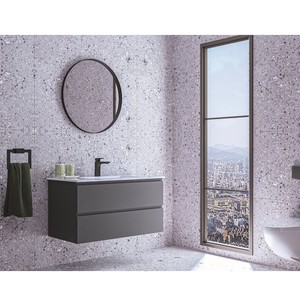  Alba Soft Banyo Dolabı Takımı 2 li 60 Cm Antrasit Yuvarlak Aynalı