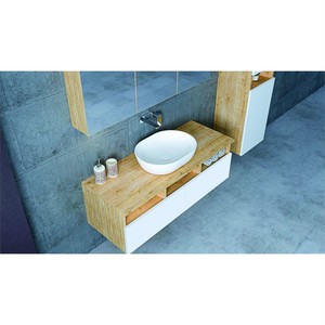  Still Banyo Dolabı Tkm. 3 lü 100 Cm S.Meşe-Beyaz