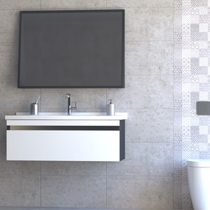  Akron Banyo Dolabı Tkm. 2 li 65 Cm Beyaz-Antrasit