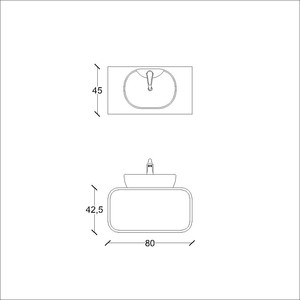  Dendro Banyo Alt Dolap 80 Cm Meşe-Beyaz