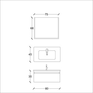  Akron Banyo Dolabı Tkm. 2 li 80 Cm Beyaz-Antrasit