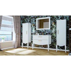  Atlas Banyo Dolabı Takımı 3 lü 80 Cm Beyaz