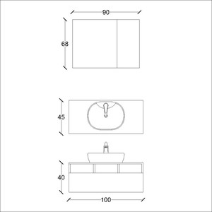  Still Banyo Dolabı Tkm. 2 li 100 Cm Beyaz Ahşp-Gri